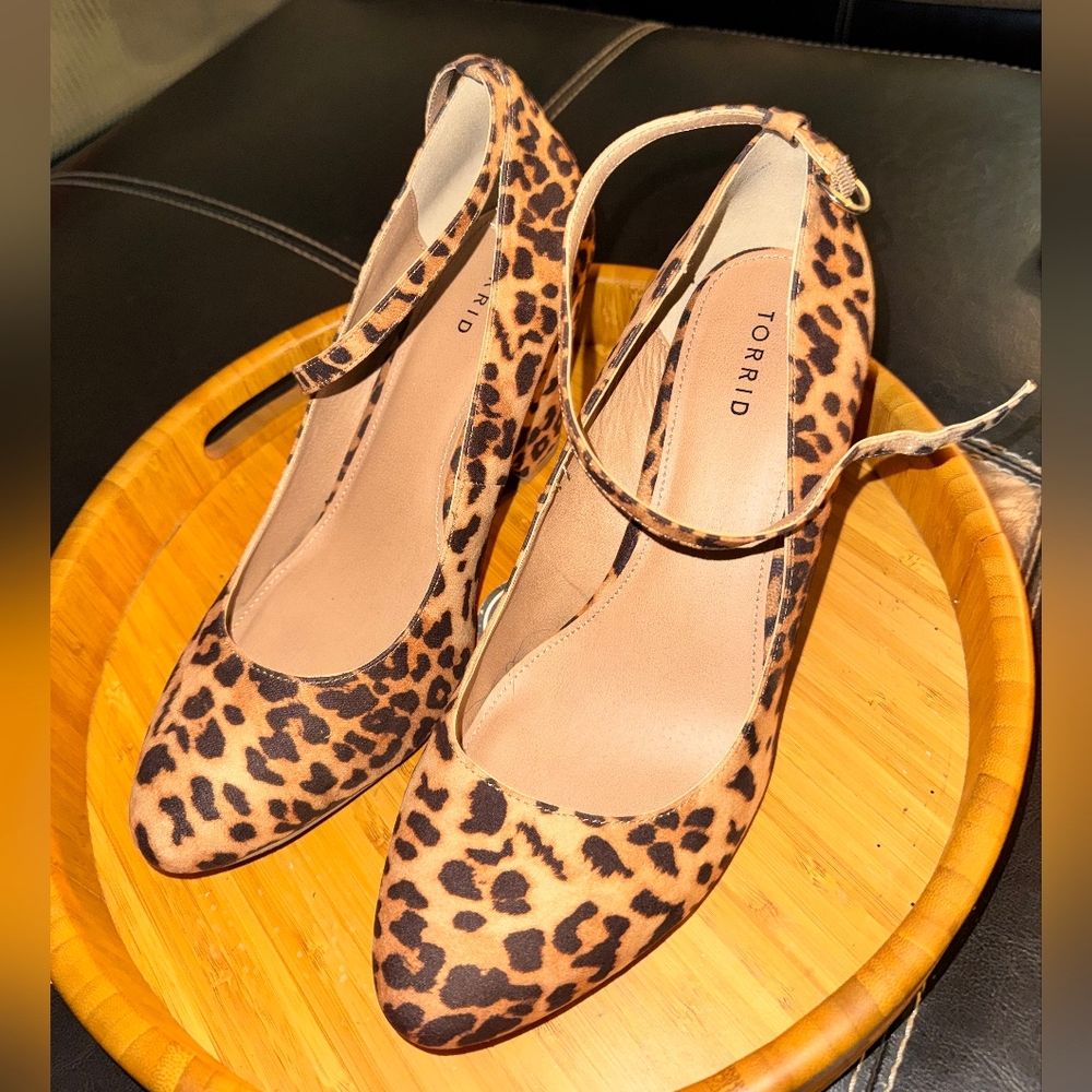 Torrid Leopard Print Ankle-Strap Pumps - Tan & Black